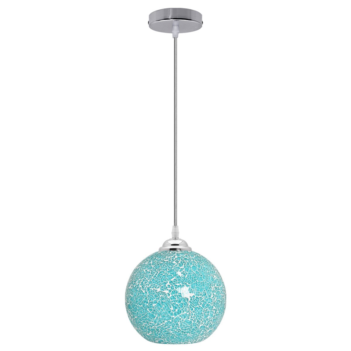 Vintage Ceiling Crackle Blue Mosaic Globe Glass Pendant Light - Energy Light Bulbs - Free delivery on all orders