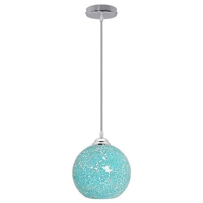 Vintage Ceiling Crackle Blue Mosaic Globe Glass Pendant Light - Energy Light Bulbs - Free delivery on all orders