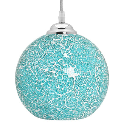 Vintage Ceiling Crackle Blue Mosaic Globe Glass Pendant Light - Energy Light Bulbs - Free delivery on all orders
