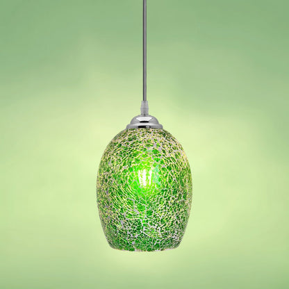 Vintage Ceiling Crackle Green Mosaic Glass Pendant Light - Energy Light Bulbs - Free delivery on all orders