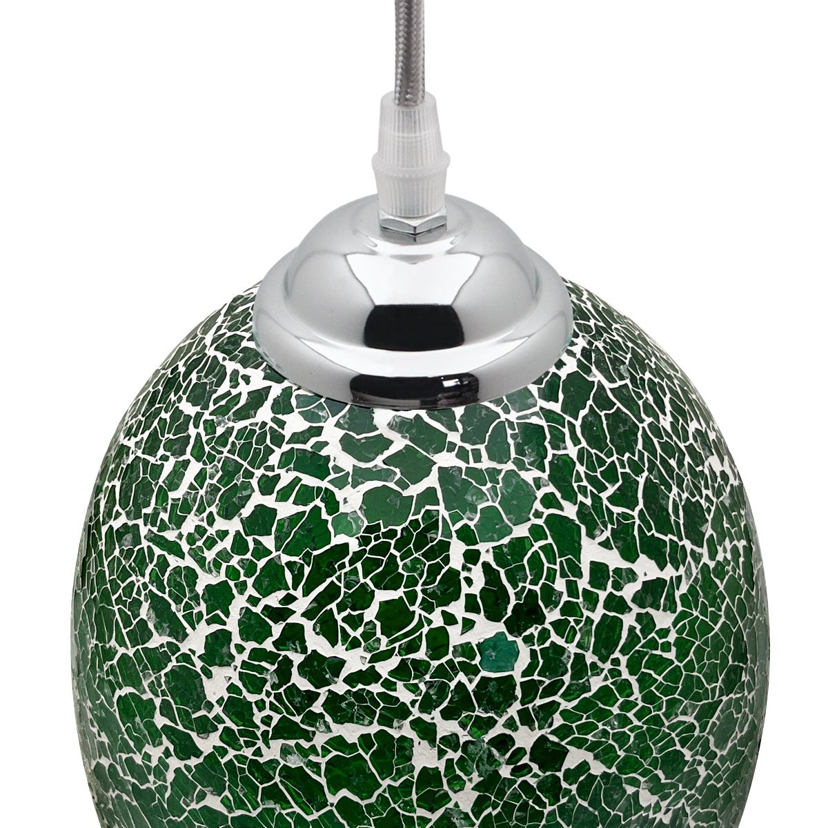 Vintage Ceiling Crackle Green Mosaic Glass Pendant Light - Energy Light Bulbs - Free delivery on all orders