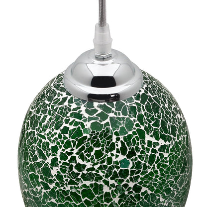 Vintage Ceiling Crackle Green Mosaic Glass Pendant Light - Energy Light Bulbs - Free delivery on all orders