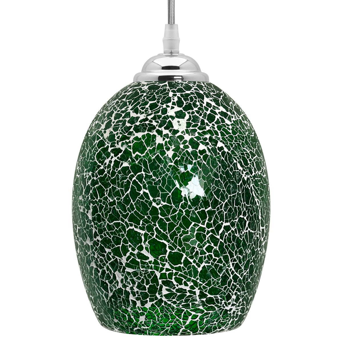Vintage Ceiling Crackle Green Mosaic Glass Pendant Light - Energy Light Bulbs - Free delivery on all orders