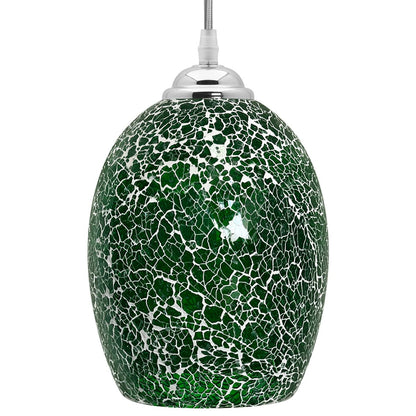 Vintage Ceiling Crackle Green Mosaic Glass Pendant Light - Energy Light Bulbs - Free delivery on all orders