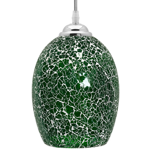 Vintage Ceiling Crackle Green Mosaic Glass Pendant Light - Energy Light Bulbs - Free delivery on all orders