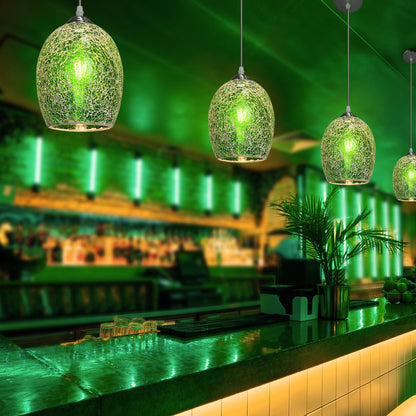 Vintage Ceiling Crackle Green Mosaic Glass Pendant Light - Energy Light Bulbs - Free delivery on all orders