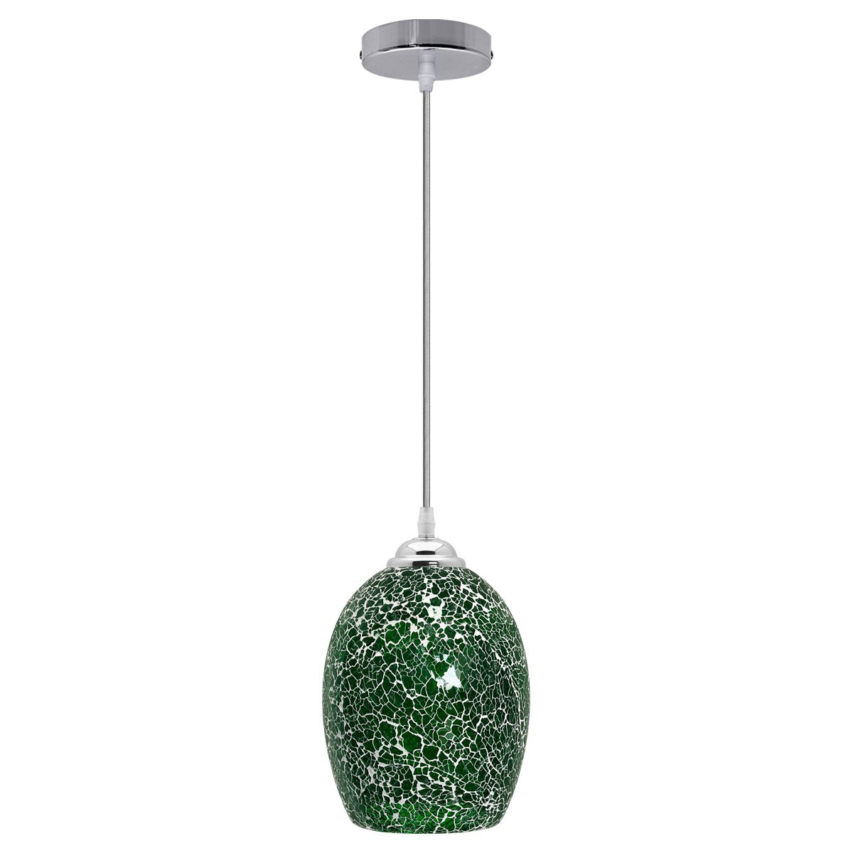 Vintage Ceiling Crackle Green Mosaic Glass Pendant Light - Energy Light Bulbs - Free delivery on all orders
