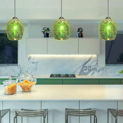 Vintage Ceiling Crackle Green Mosaic Glass Pendant Light - Energy Light Bulbs - Free delivery on all orders