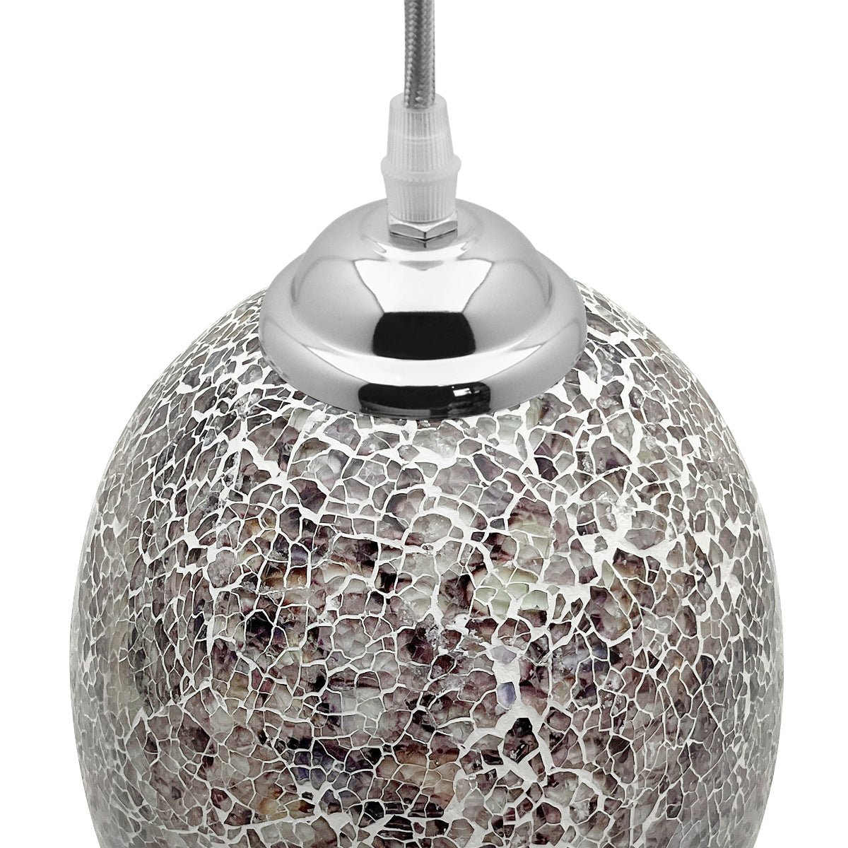 Vintage Ceiling Crackle Grey Mosaic Glass Pendant Light - Energy Light Bulbs - Free delivery on all orders