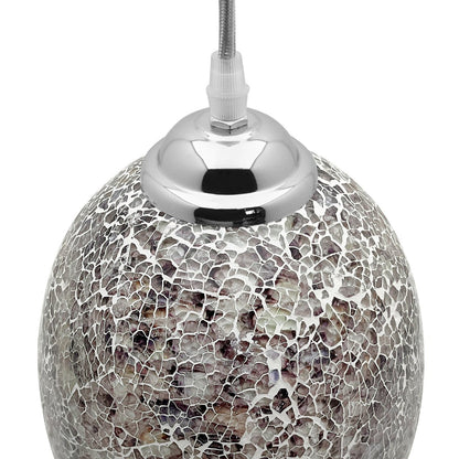 Vintage Ceiling Crackle Grey Mosaic Glass Pendant Light - Energy Light Bulbs - Free delivery on all orders
