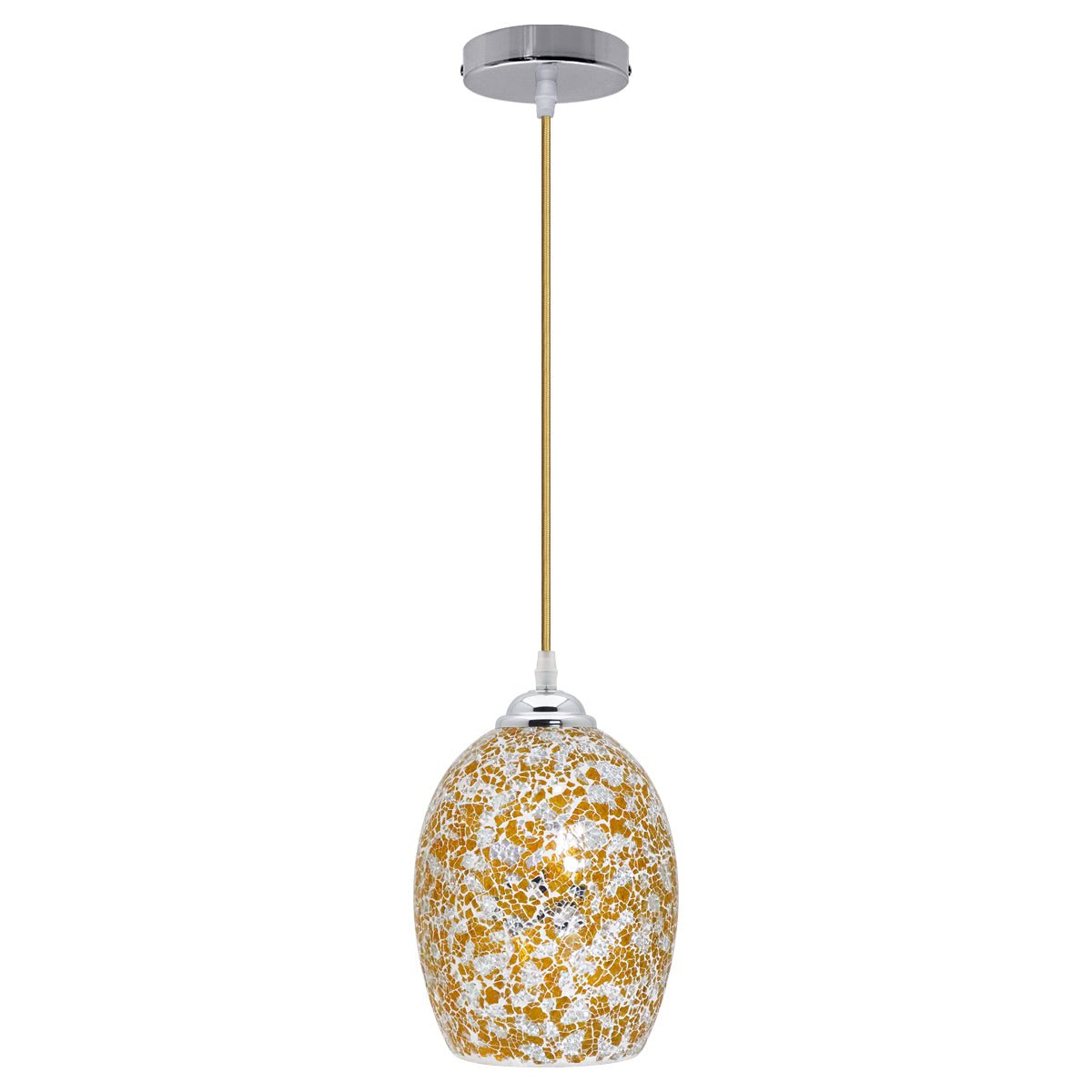 Vintage Ceiling Crackle Yellow Mosaic Glass Pendant Light - Energy Light Bulbs - Free delivery on all orders