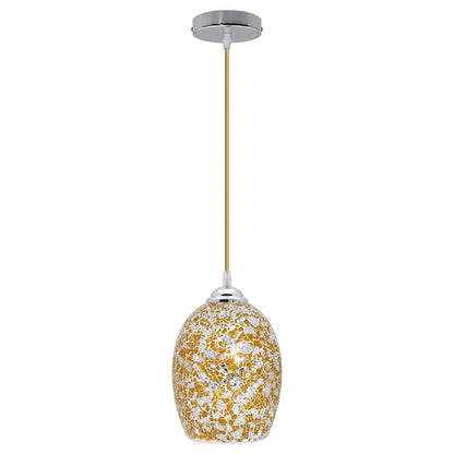 Vintage Ceiling Crackle Yellow Mosaic Glass Pendant Light - Energy Light Bulbs - Free delivery on all orders