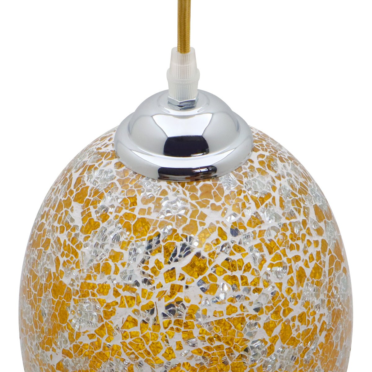 Vintage Ceiling Crackle Yellow Mosaic Glass Pendant Light - Energy Light Bulbs - Free delivery on all orders