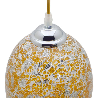 Vintage Ceiling Crackle Yellow Mosaic Glass Pendant Light - Energy Light Bulbs - Free delivery on all orders