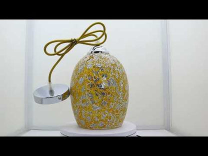 Vintage Ceiling Crackle Yellow Mosaic Glass Pendant Light - Energy Light Bulbs - Free delivery on all orders