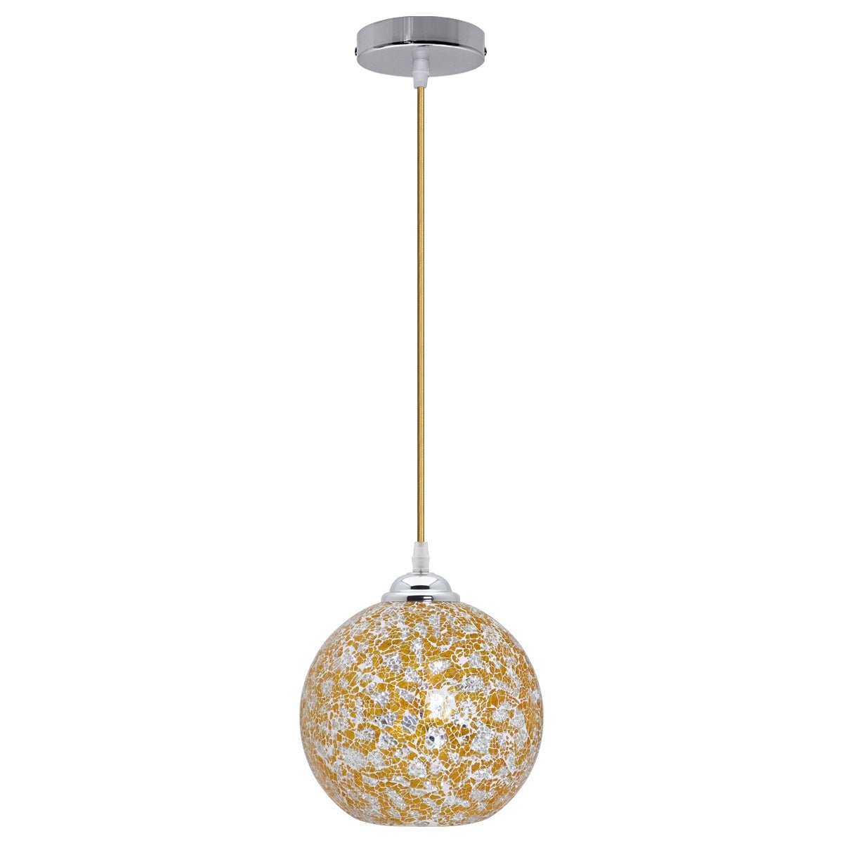 Vintage Ceiling Crackle Yellow Mosaic Globe Glass Pendant Light - Energy Light Bulbs - Free delivery on all orders