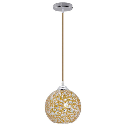 Vintage Ceiling Crackle Yellow Mosaic Globe Glass Pendant Light - Energy Light Bulbs - Free delivery on all orders