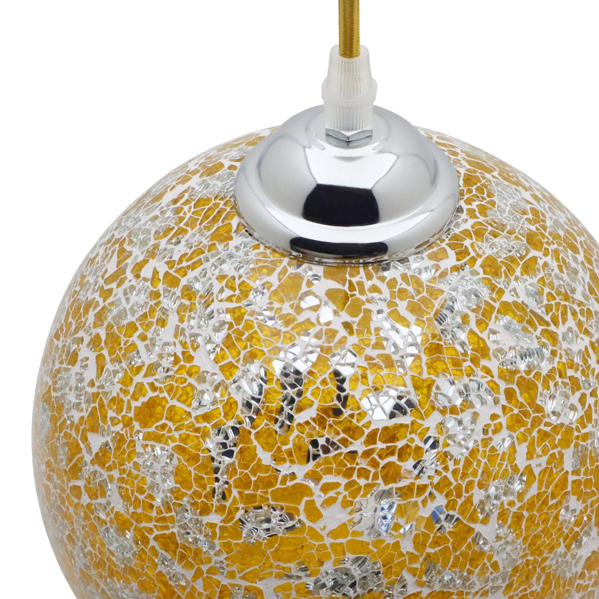 Vintage Ceiling Crackle Yellow Mosaic Globe Glass Pendant Light - Energy Light Bulbs - Free delivery on all orders