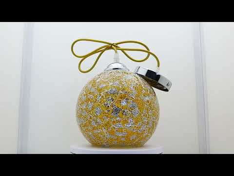 Vintage Ceiling Crackle Yellow Mosaic Globe Glass Pendant Light - Energy Light Bulbs - Free delivery on all orders