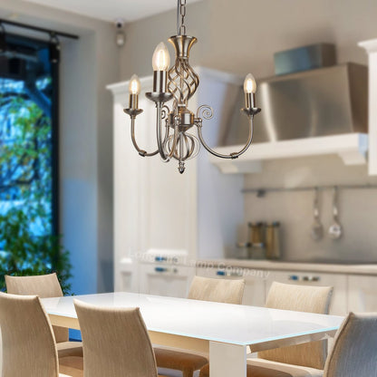 Vintage Ceiling Pendant Light Brushed Chrome Antique Hanging Chandelier Candle Lantern - Energy Light Bulbs - Free delivery on all orders