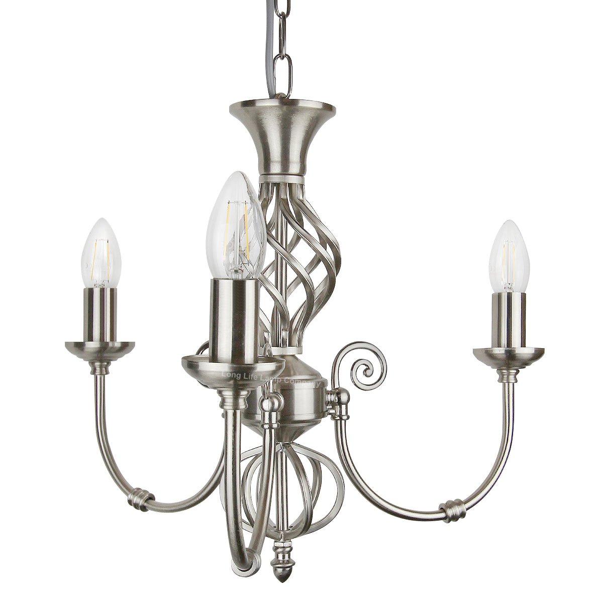 Vintage Ceiling Pendant Light Brushed Chrome Antique Hanging Chandelier Candle Lantern - Energy Light Bulbs - Free delivery on all orders