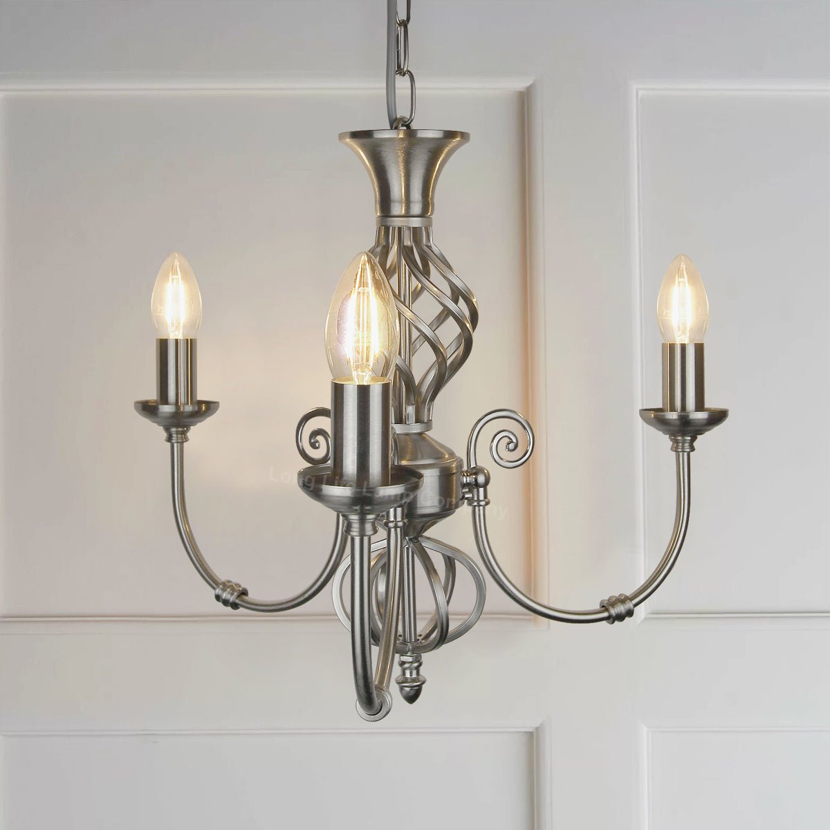 Vintage Ceiling Pendant Light Brushed Chrome Antique Hanging Chandelier Candle Lantern - Energy Light Bulbs - Free delivery on all orders