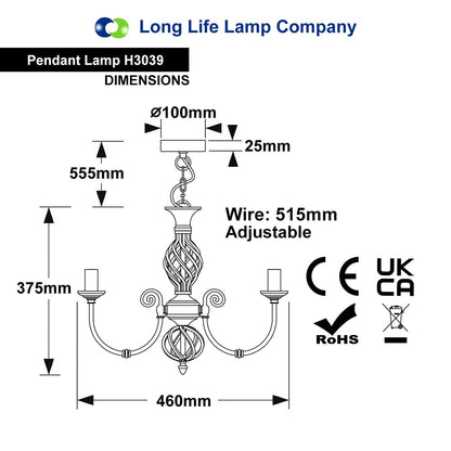 Vintage Ceiling Pendant Light Brushed Chrome Antique Hanging Chandelier Candle Lantern H3039 - Free delivery on all orders