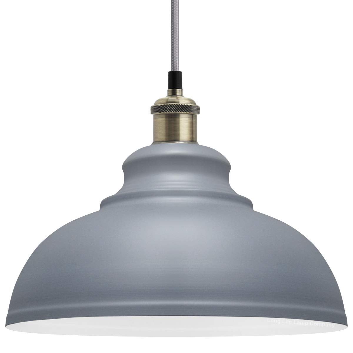 Vintage Ceiling Pendant Light Shade Grey Metal Brass Holder - Energy Light Bulbs - Free delivery on all orders