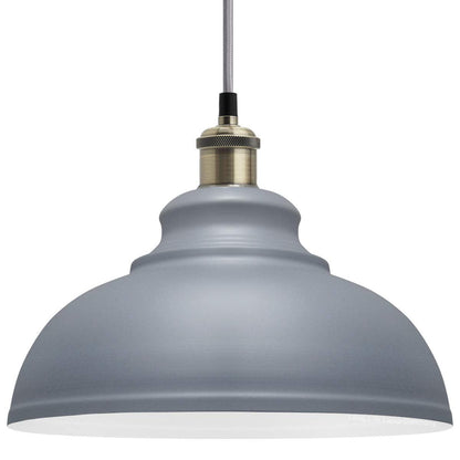 Vintage Ceiling Pendant Light Shade Grey Metal Brass Holder - Energy Light Bulbs - Free delivery on all orders