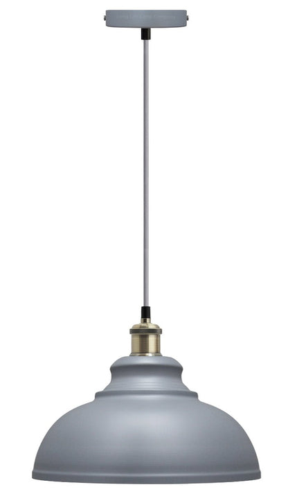 Vintage Ceiling Pendant Light Shade Grey Metal Brass Holder - Energy Light Bulbs - Free delivery on all orders