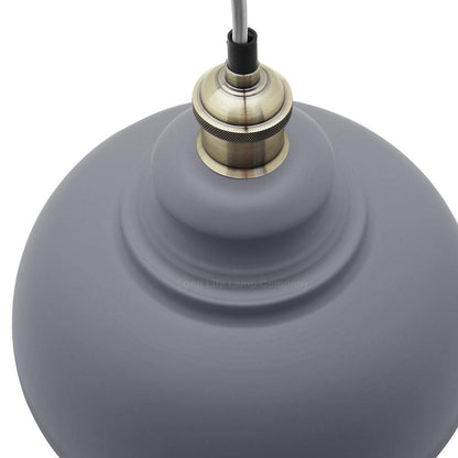 Vintage Ceiling Pendant Light Shade Grey Metal Brass Holder - Energy Light Bulbs - Free delivery on all orders