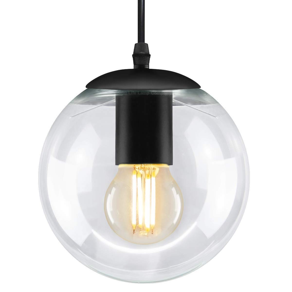 Vintage Clear Glass Globe Pendant Light Shade - Energy Light Bulbs - Free delivery on all orders
