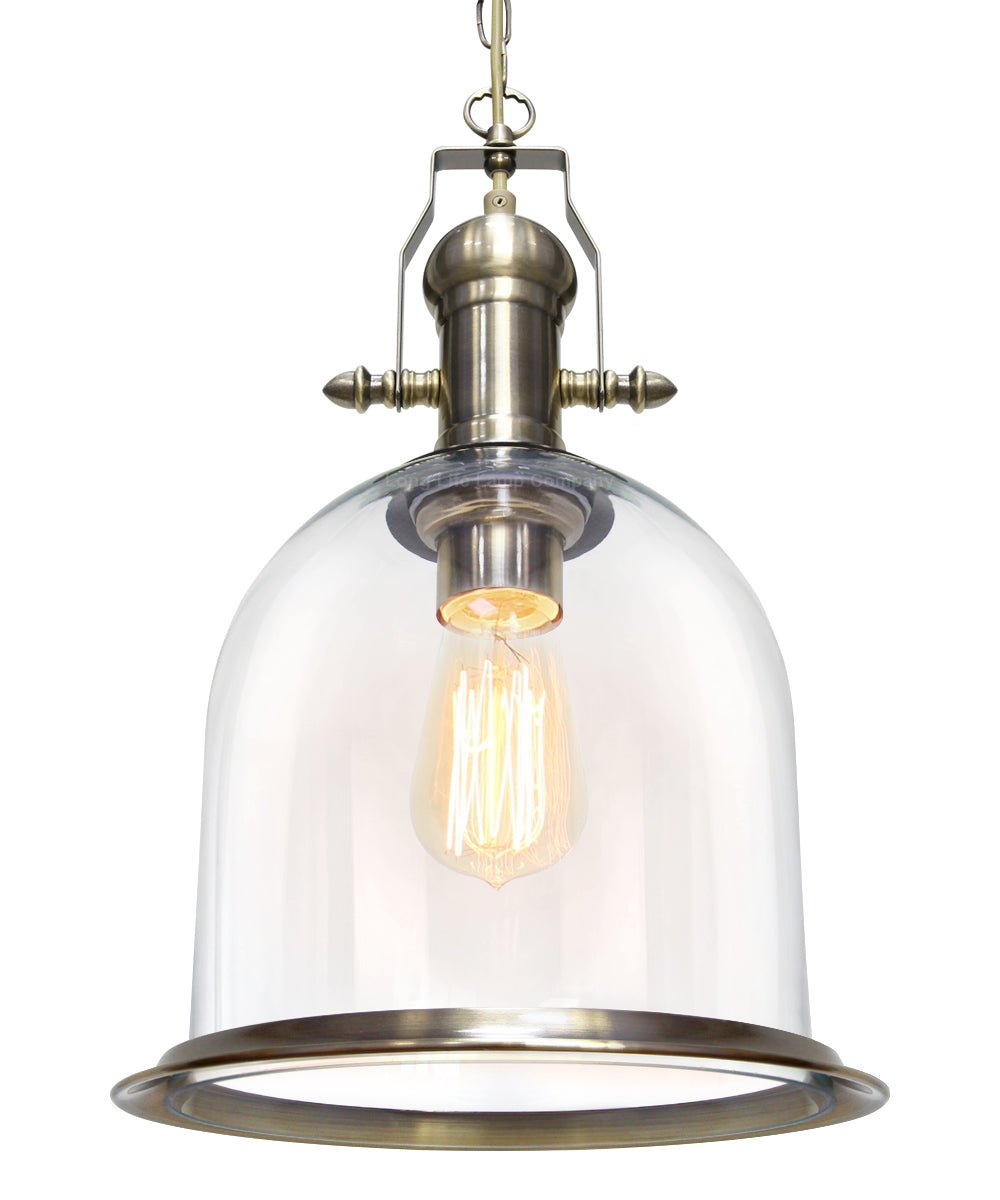 Vintage Clear Glass Pendant Light Antique Brass Bell Ceiling Lampshade Retro Industrial - Energy Light Bulbs - Free delivery on all orders
