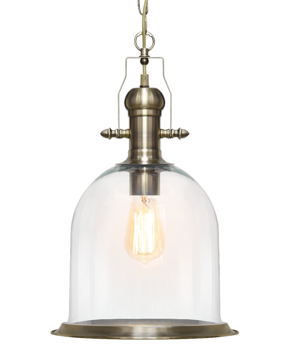 Vintage Clear Glass Pendant Light Antique Brass Bell Ceiling Lampshade Retro Industrial - Energy Light Bulbs - Free delivery on all orders