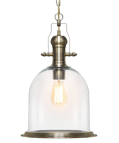 Vintage Clear Glass Pendant Light Antique Brass Bell Ceiling Lampshade Retro Industrial - Energy Light Bulbs - Free delivery on all orders