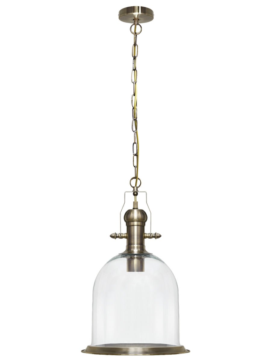 Vintage Clear Glass Pendant Light Antique Brass Bell Ceiling Lampshade Retro Industrial - Energy Light Bulbs - Free delivery on all orders