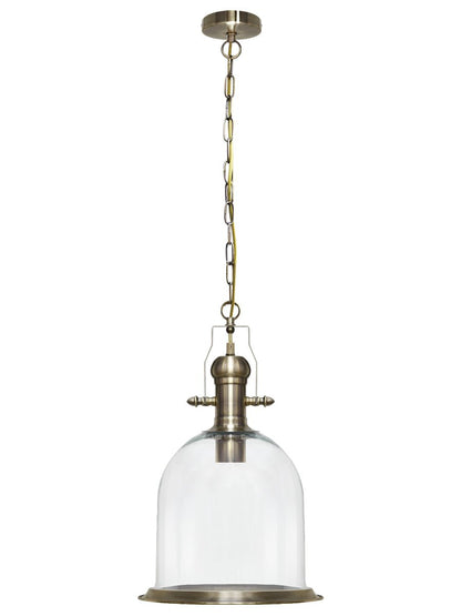Vintage Clear Glass Pendant Light Antique Brass Bell Ceiling Lampshade Retro Industrial - Energy Light Bulbs - Free delivery on all orders