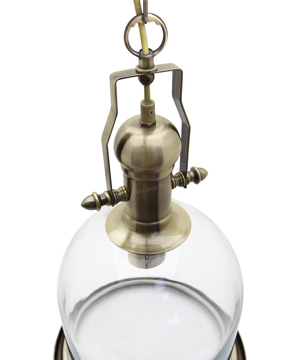Vintage Clear Glass Pendant Light Antique Brass Bell Ceiling Lampshade Retro Industrial - Energy Light Bulbs - Free delivery on all orders
