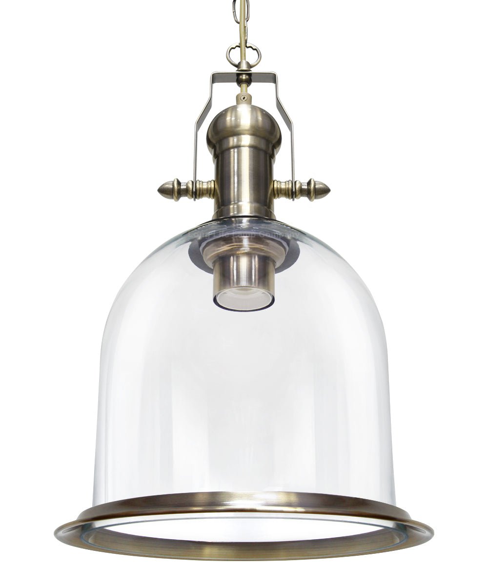 Vintage Clear Glass Pendant Light Antique Brass Bell Ceiling Lampshade Retro Industrial - Energy Light Bulbs - Free delivery on all orders