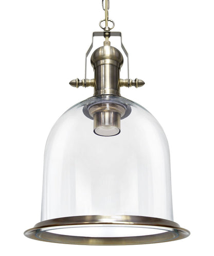 Vintage Clear Glass Pendant Light Antique Brass Bell Ceiling Lampshade Retro Industrial - Energy Light Bulbs - Free delivery on all orders