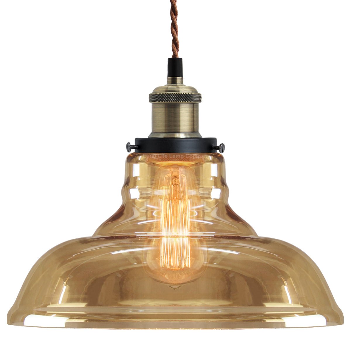 Vintage Glass Bowl Pendant Light Shade Smoked Antique Brass - Energy Light Bulbs - Free delivery on all orders