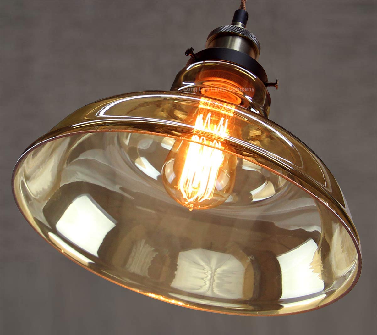 Vintage Glass Bowl Pendant Light Shade Smoked Antique Brass - Energy Light Bulbs - Free delivery on all orders