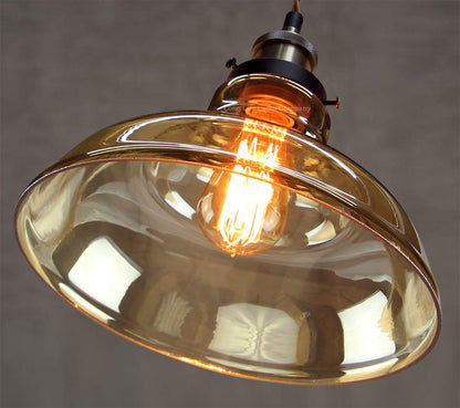 Vintage Glass Bowl Pendant Light Shade Smoked Antique Brass - Energy Light Bulbs - Free delivery on all orders