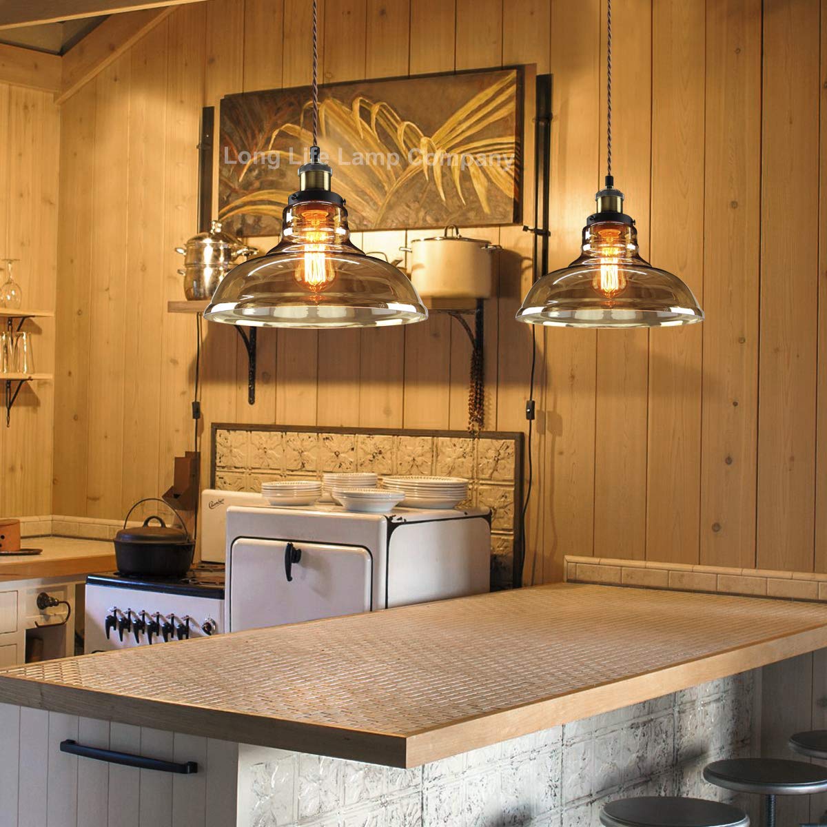 Vintage Glass Bowl Pendant Light Shade Smoked Antique Brass - Energy Light Bulbs - Free delivery on all orders