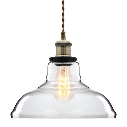 Vintage Glass Shade Pendant Antique Brass Hanging Ceiling Light - Energy Light Bulbs - Free delivery on all orders