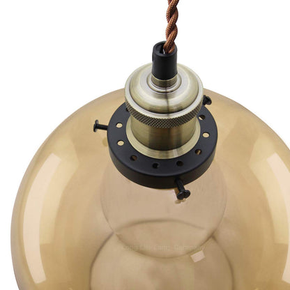 Vintage Gold Smoke Glass Globe Pendant Shade Antique Brass Holder - Energy Light Bulbs - Free delivery on all orders