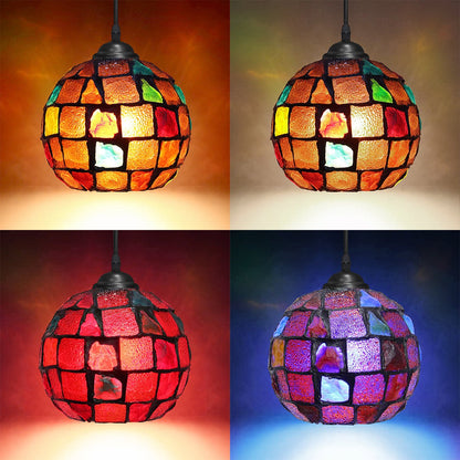 Vintage Hanging Stained Glass Ceiling Light Shade Pendant Mosaic Style Multi Colour - Energy Light Bulbs - Free delivery on all orders