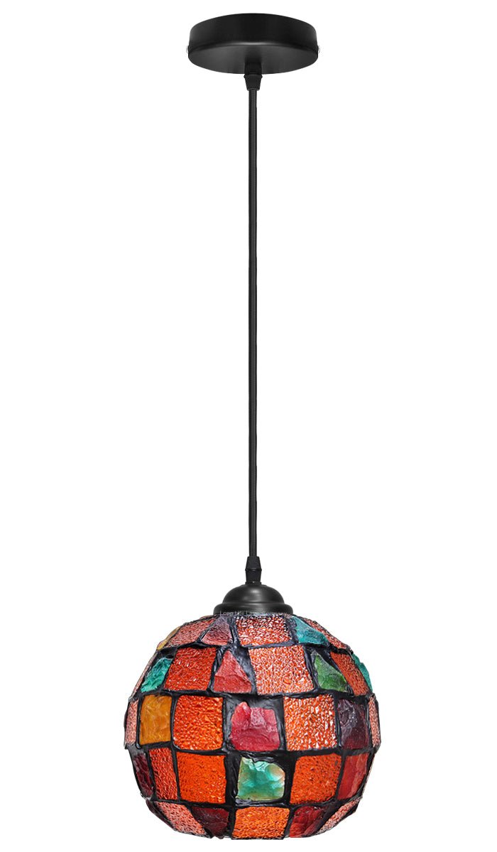 Vintage Hanging Stained Glass Ceiling Light Shade Pendant Mosaic Style Multi Colour - Energy Light Bulbs - Free delivery on all orders