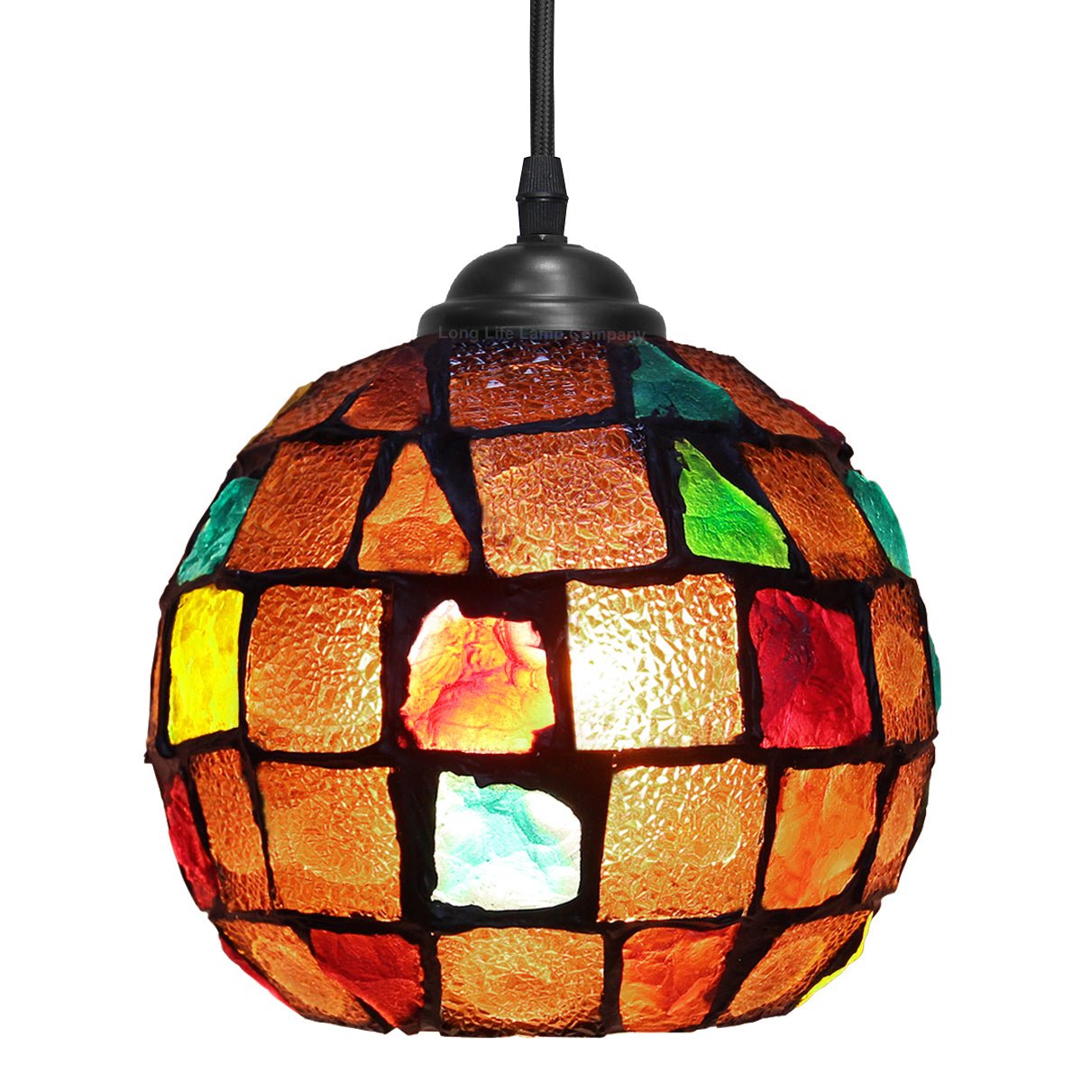 Vintage Hanging Stained Glass Ceiling Light Shade Pendant Mosaic Style Multi Colour - Energy Light Bulbs - Free delivery on all orders