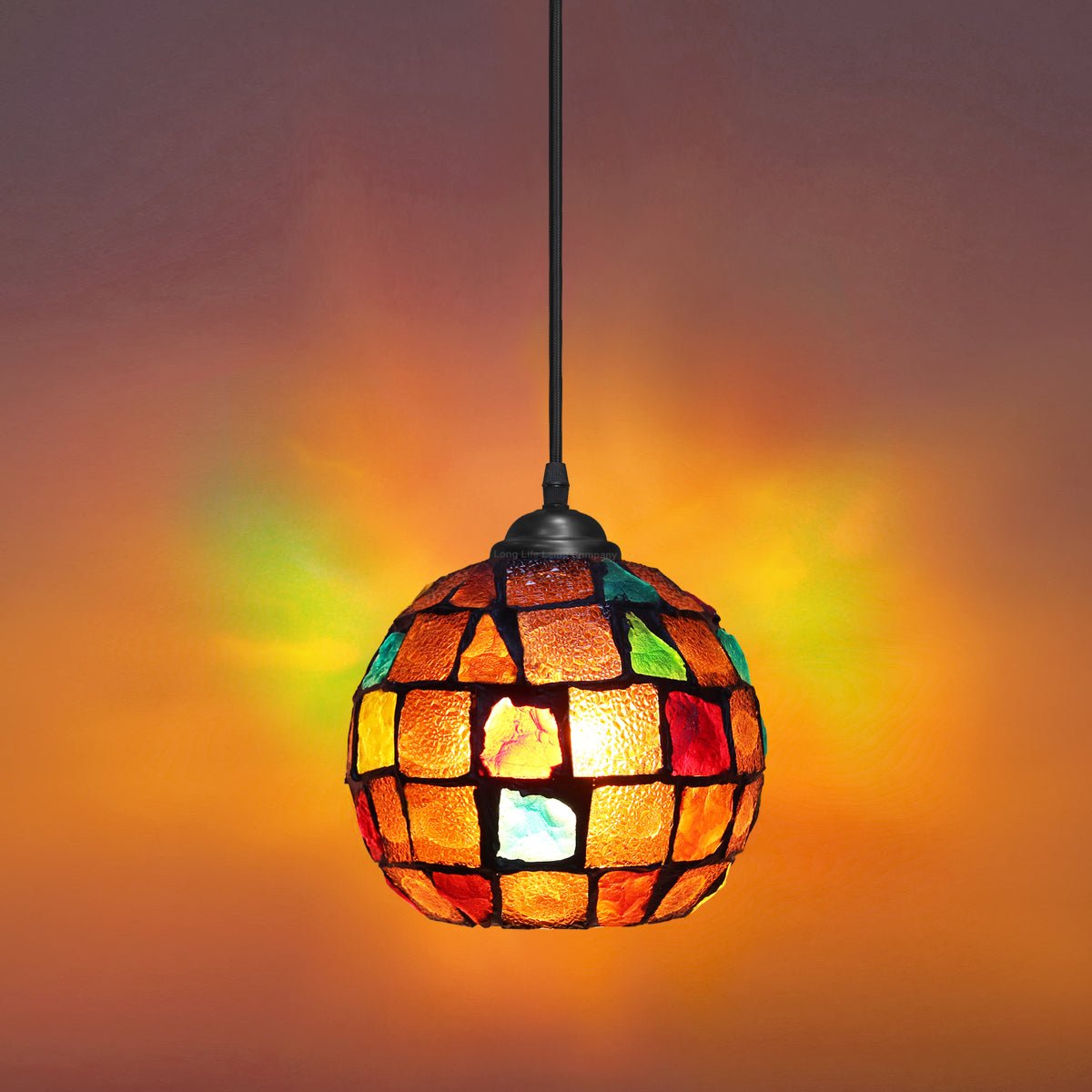 Vintage Hanging Stained Glass Ceiling Light Shade Pendant Mosaic Style Multi Colour - Energy Light Bulbs - Free delivery on all orders